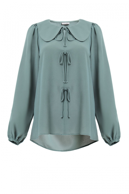 Ranime Bow Blouse - Ocean Teal