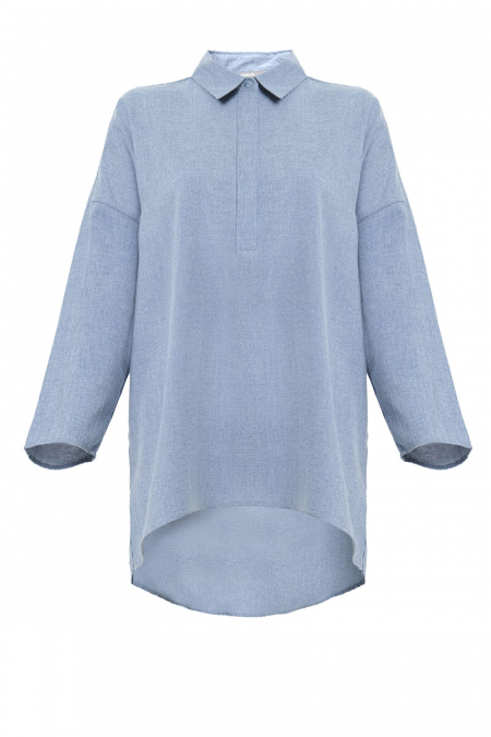 Wina Henley Shirt - Heather Blue