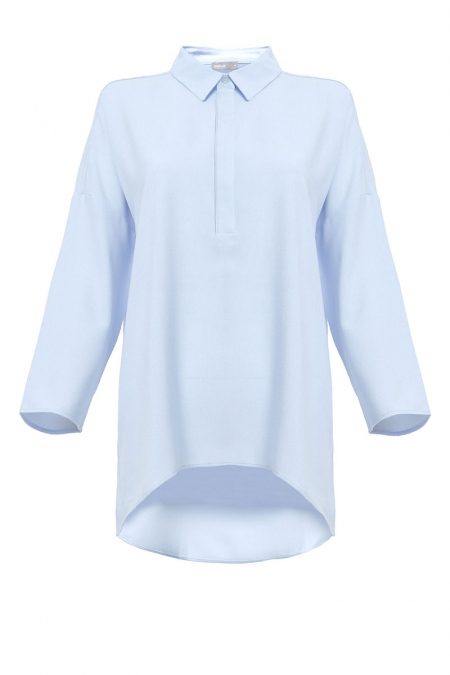 Wina Henley Shirt - Light Heather Blue