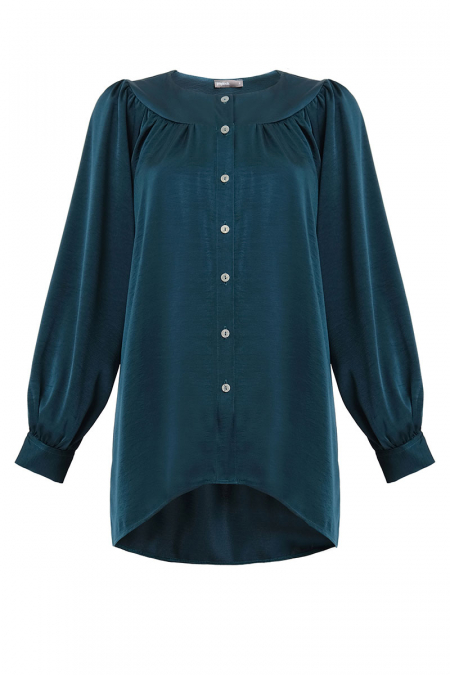 Xuela Front Button Blouse - Deep Emerald
