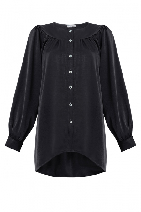 Xuela Front Button Blouse - Black