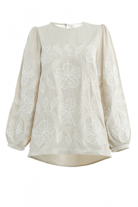 Bronwyn Puff Shoulder Blouse - Oyster Gray