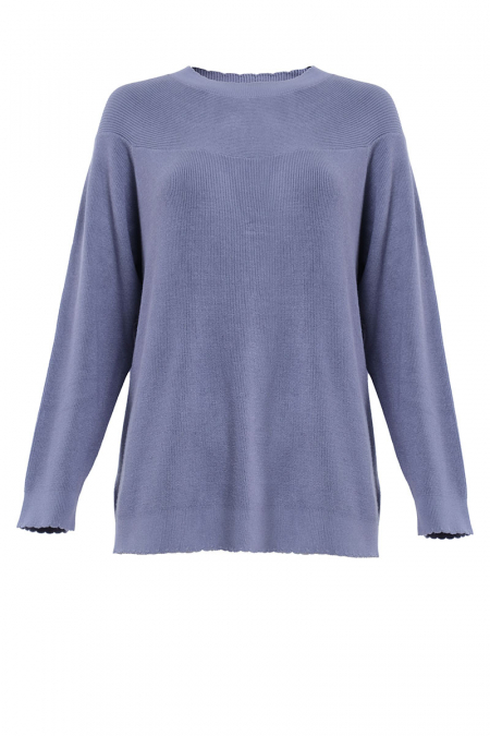 Mahsuri Round Neck Sweater - Steel Blue