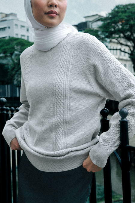 Maella Round Neck Sweater - Heather Grey