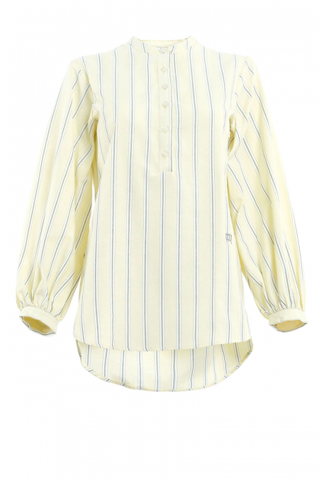 Hanley Curved Hem Blouse 2.0 - Yellow Stripes