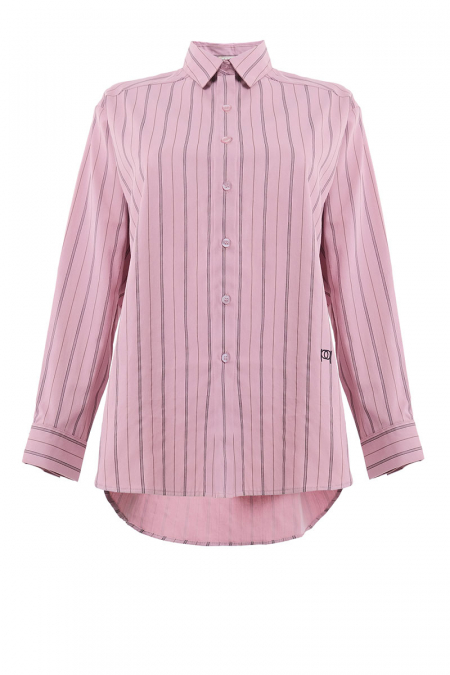 Pollyanna Front Button Shirt - Dusty Pink Stripes