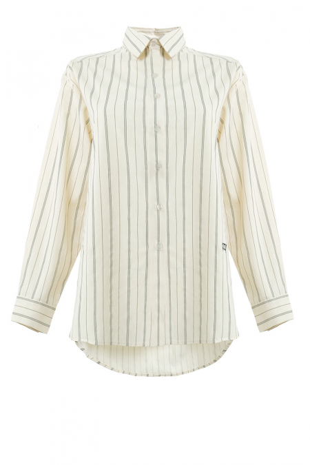 Pollyanna Front Button Shirt - Cream Stripes