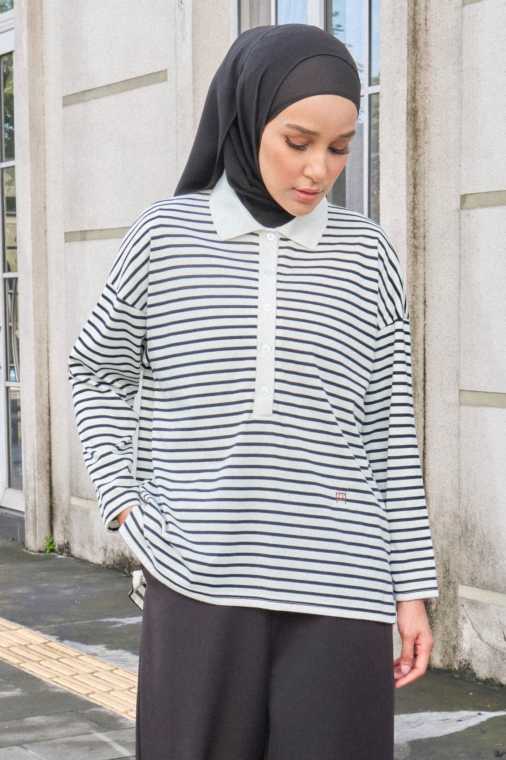 Darian Drop Shoulder Polo Top