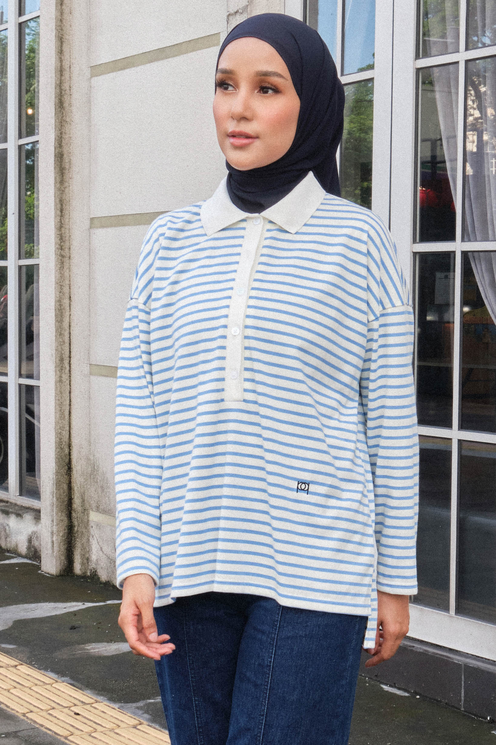 Darian Drop Shoulder Polo Top