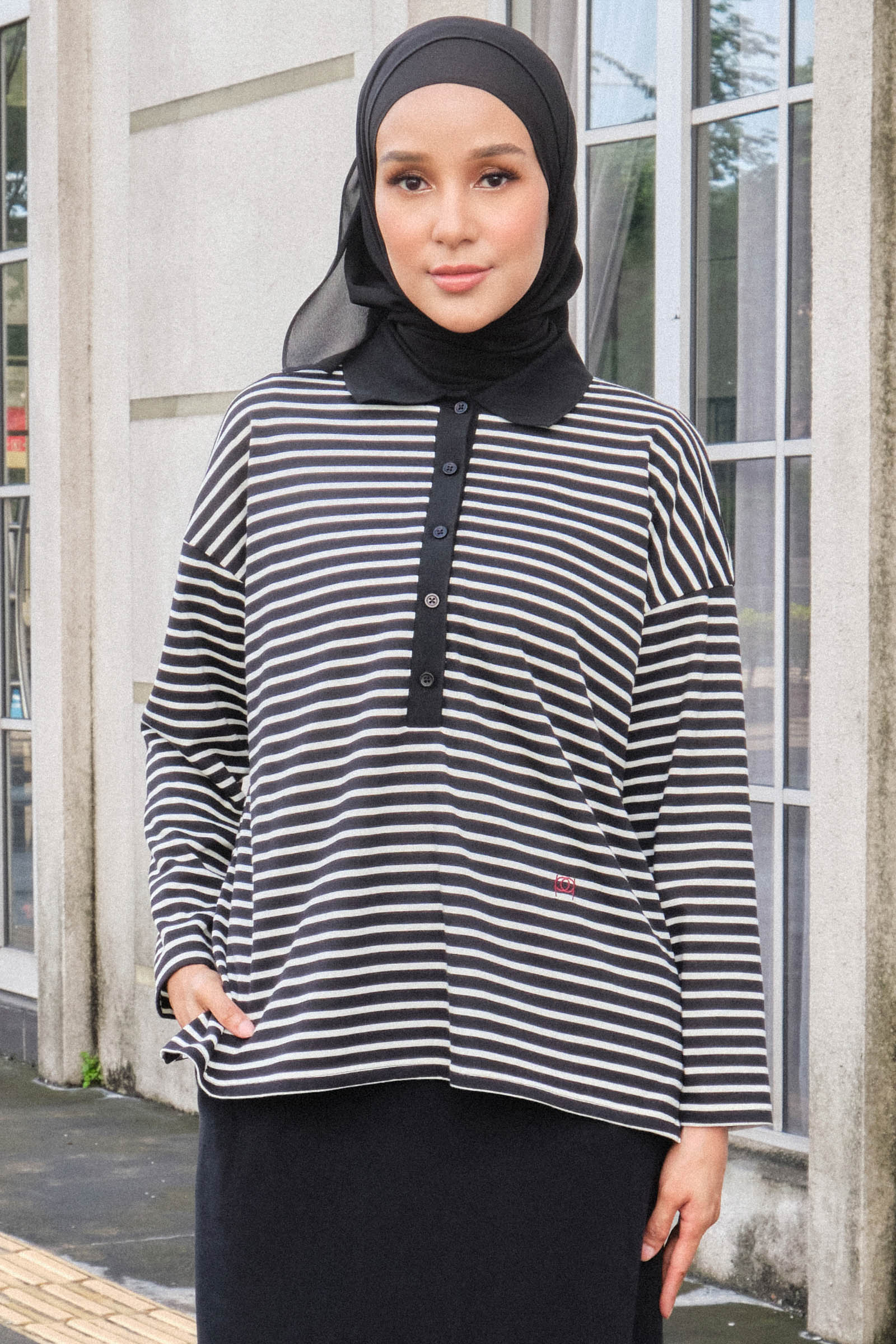 Darian Drop Shoulder Polo Top