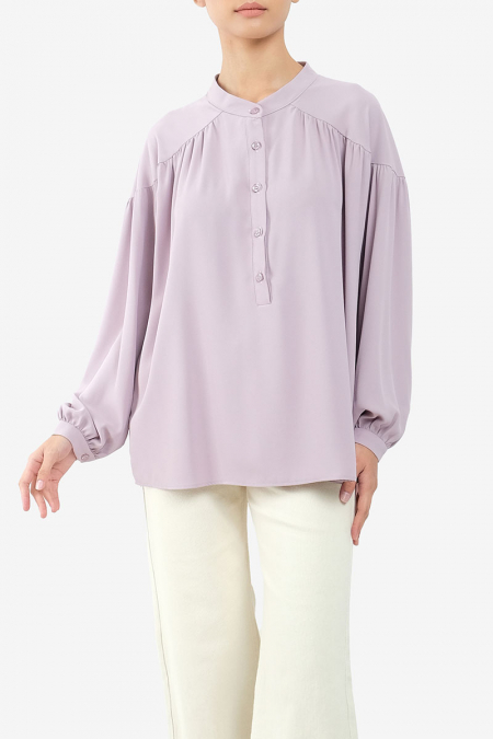 Mayelle Henley Blouse - Lilac Ash