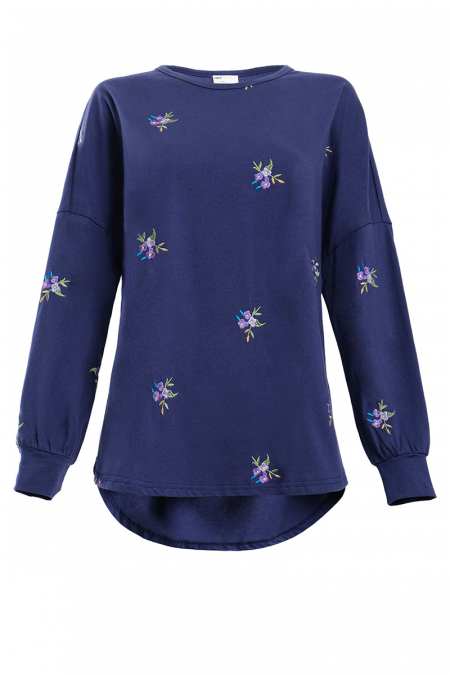 Kirsi Drop Shoulder Sweater 2.0 - Navy Flower