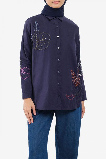 Shefa Front Button Shirt - Eclipse