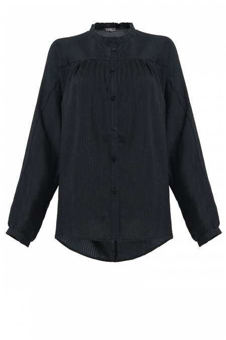 Udantika Front Button Blouse - Black