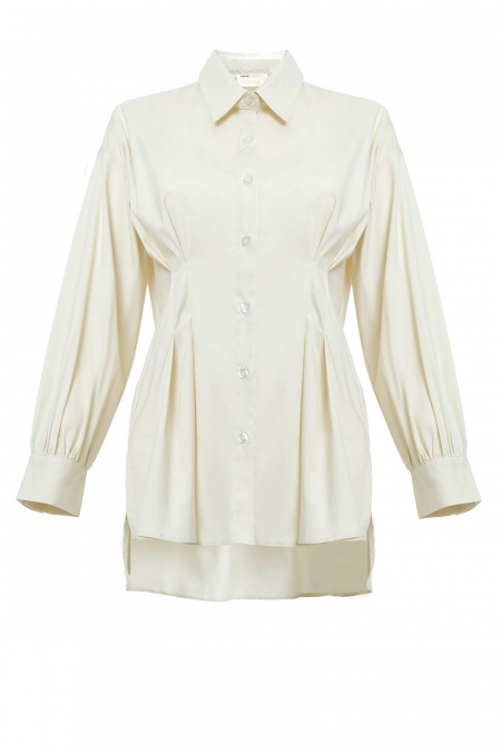 Verena Front Button Shirt - Light Beige