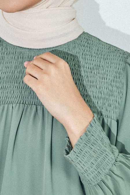 Yemima Smock Blouse - Moss Green