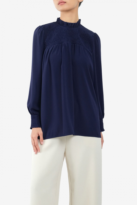 Yemima Smock Blouse - Navy