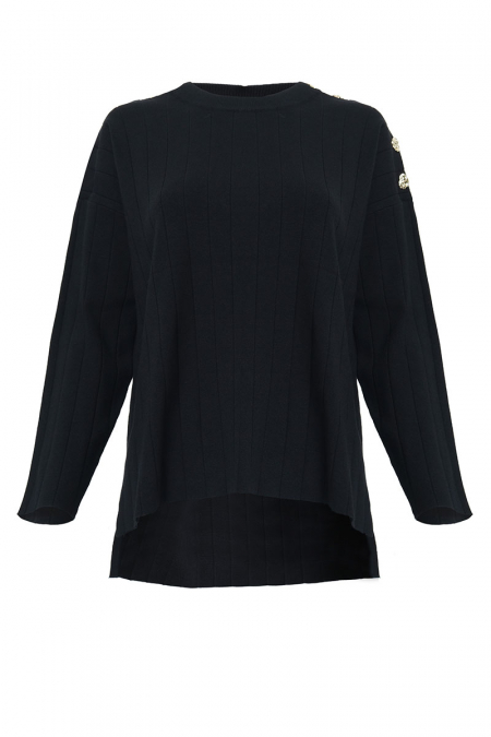 Izumi Drop Shoulder Blouse - Black