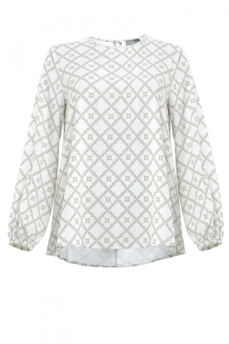 Estella Flared Blouse - Cream/Sage Print
