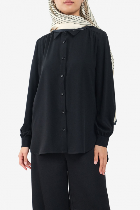 Giulianna Front Button Shirt - Black