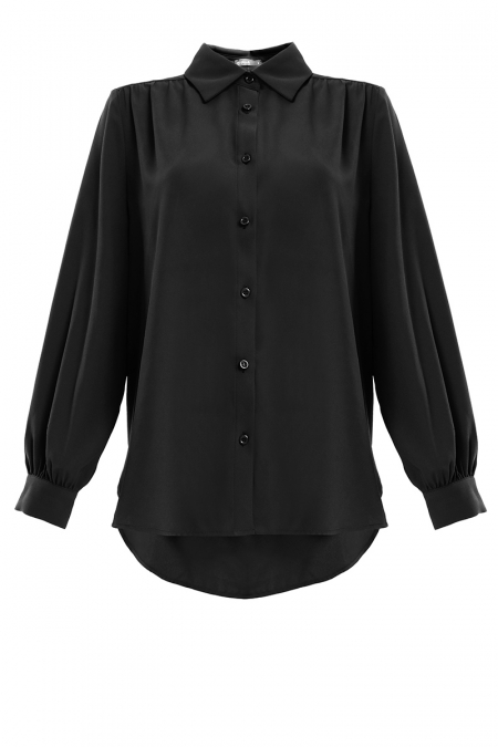 Giulianna Front Button Shirt - Black