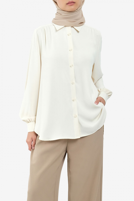 Giulianna Front Button Shirt - Rice