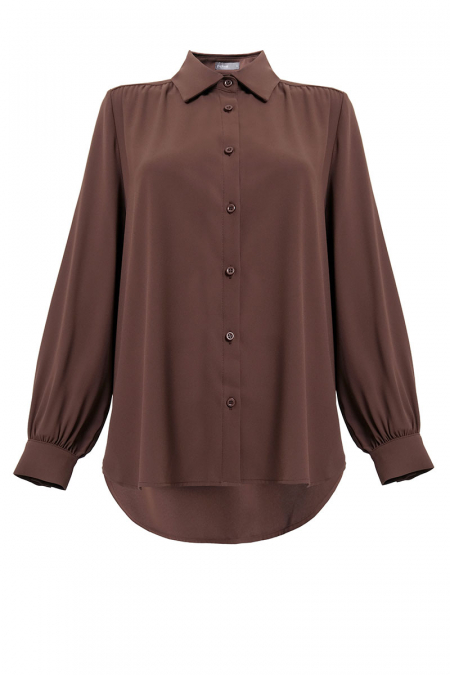 Giulianna Front Button Shirt - Pinecone