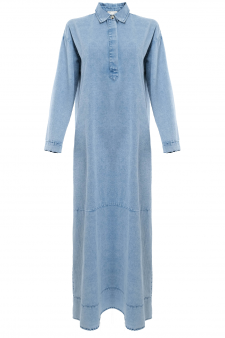 Aiyanna Henley Dress - Light Acid Wash