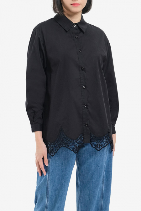 Karlisha Front Button Shirt - Black