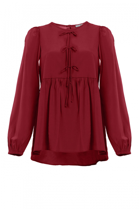 Sarafina Gathered Waist Blouse - Deep Red