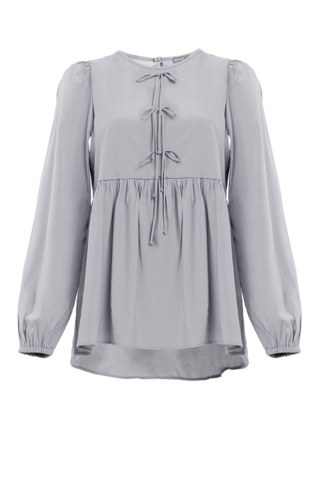 Sarafina Gathered Waist Blouse - Warm Grey