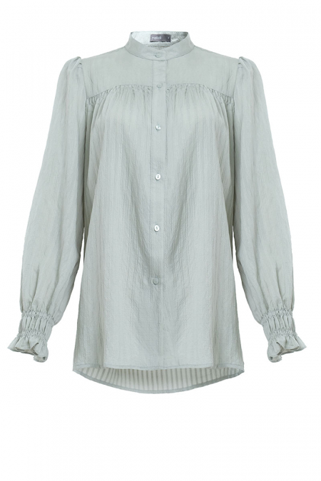 Mayran Front Button Blouse - Seafoam