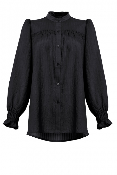 Mayran Front Button Blouse - Black