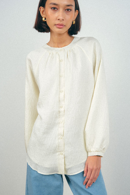 Haizea Front Button Blouse - Vanilla