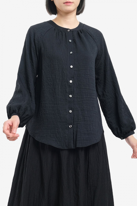 Haizea Front Button Blouse - Black