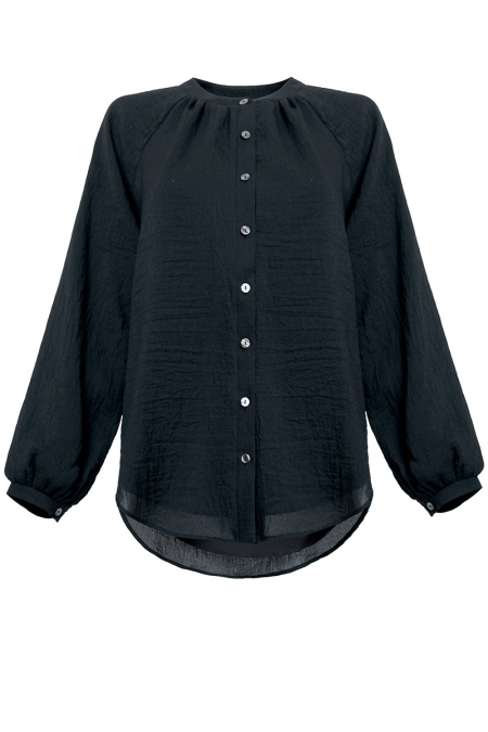 Haizea Front Button Blouse - Black