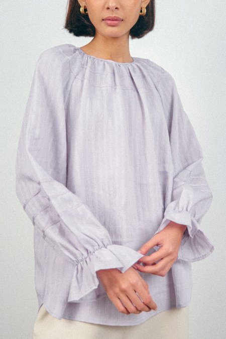 Jeryka Smock Sleeve Blouse - Light Orchid