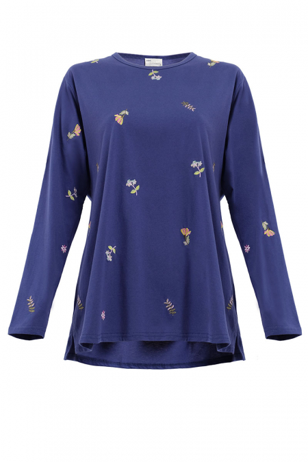 Waiva Embroidered Tee - Navy Floral