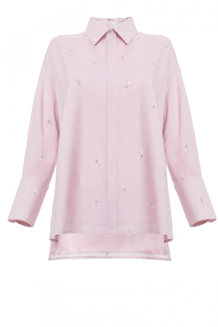 Kiandra Embroidered Shirt - Pink Flower
