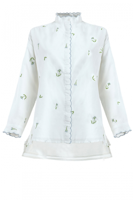 Marshelina Embroidered Blouse - White Floral