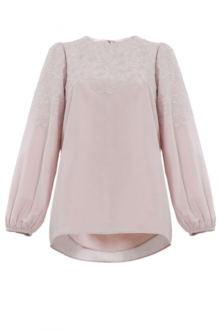Emica Puff Shoulder Blouse - Dusty Pink