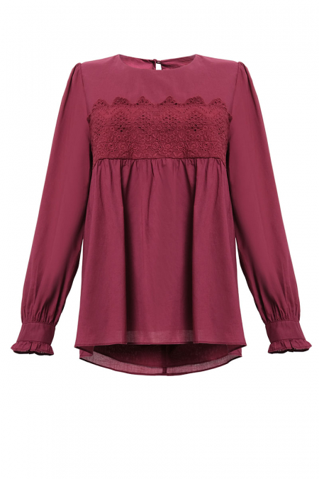 Dylyn Puff Shoulder Blouse 2.0 - Deep Wine