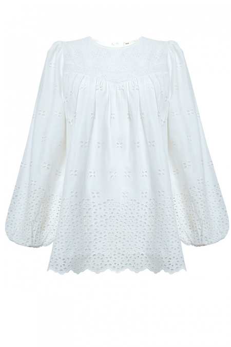 Bristol Embroidered Eyelet Blouse - White