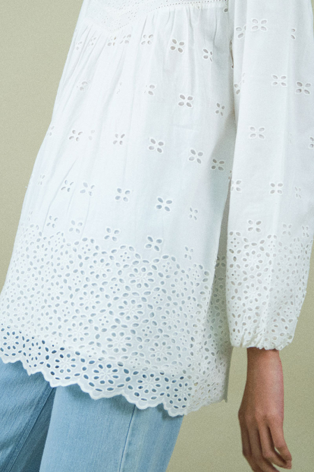 Bristol Embroidered Eyelet Blouse - White