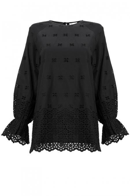 Chevelle Smock Sleeve Blouse - Black
