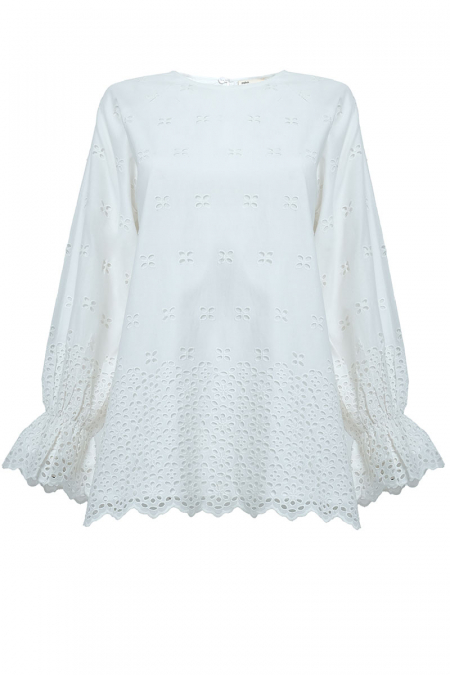 Chevelle Smock Sleeve Blouse - White