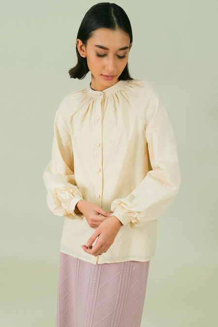 Raiya Front Button Blouse - Oatmilk