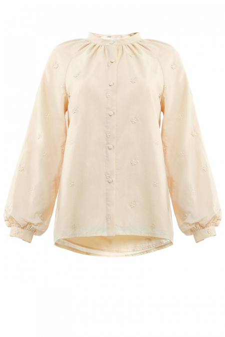 Raiya Front Button Blouse - Oatmilk