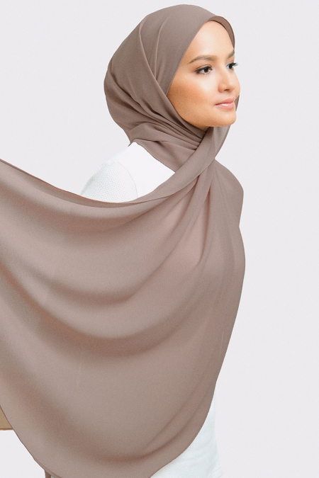 Aida Chiffon Tudung Headscarf - Taupe