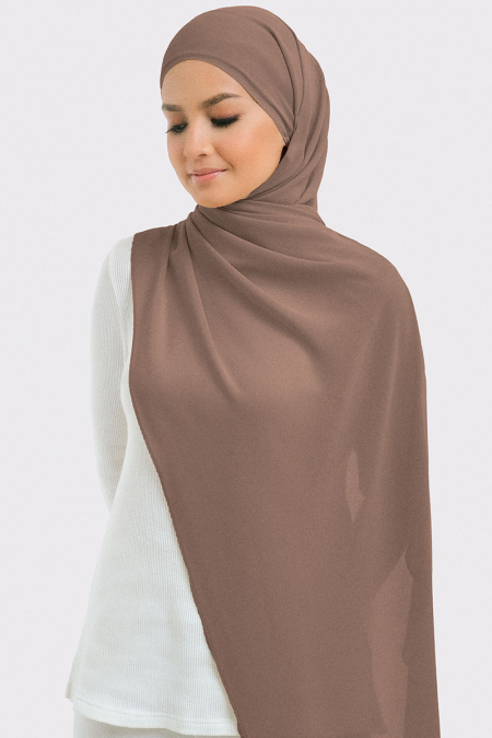 Aida Chiffon Tudung Headscarf - Deep Taupe